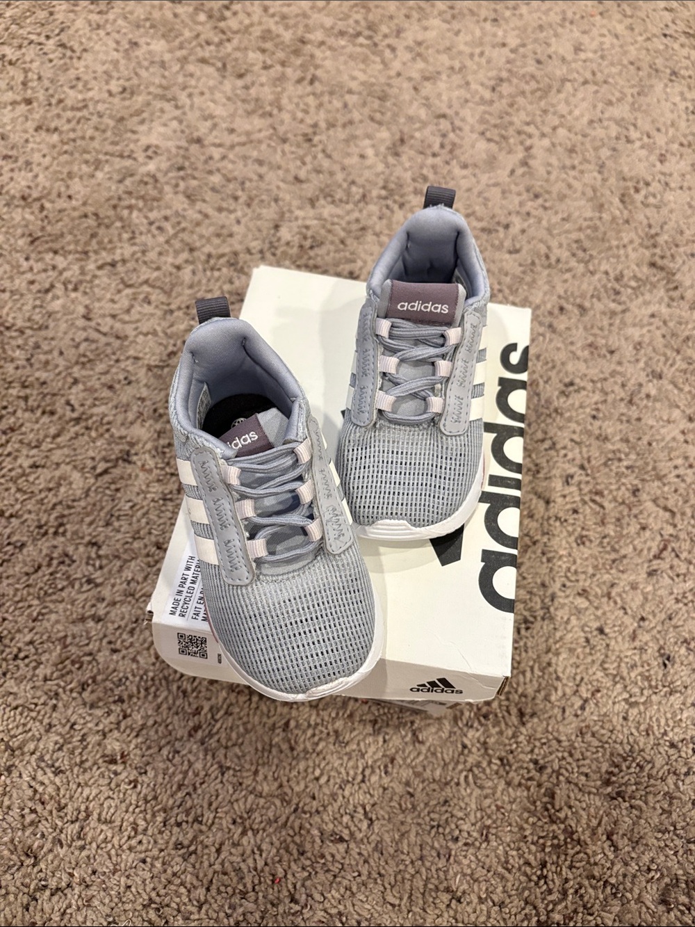 adidas Kids Light Blue Gray Mesh Sneakers